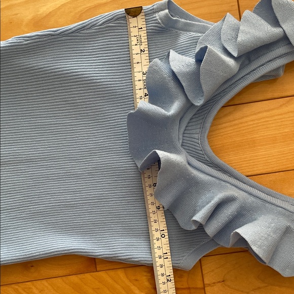 Size M.    Light Blue Ruffled Mini Dress - Picture 7 of 8
